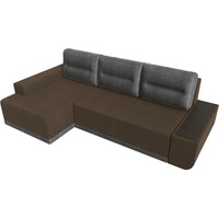 Угловой диван Лига диванов Чикаго левый 110776L (рогожка коричневый/подушки серые)