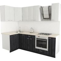 Готовая кухня Хоум Лайн Луиза Люкс 1200x2500 угловой (древесина графит/древесина белая)