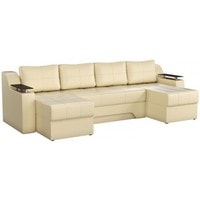 П-образный диван Craftmebel Сенатор (п-образный, боннель, экокожа, бежевый)