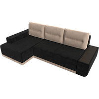Угловой диван Лига диванов Чикаго левый 110743L (велюр черный/подушки бежевые)