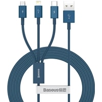 Кабель Baseus CAMLTYS-03 USB-A - Lightning/microUSB/USB Type-C (1.5 м, синий)