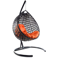 Подвесное кресло M-Group Капля Люкс 11030407 (черный ротанг/оранжевая подушка)