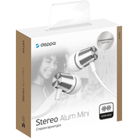 Наушники Deppa Stereo Alum Mini (серебристый/белый)