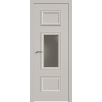 Межкомнатная дверь ProfilDoors 67SMK (галька матовый, кожа toscana светлая, белая патина)