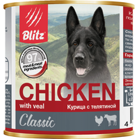 Консервированный корм для собак Blitz Classic Chicken & Veal Minced (курица с телятиной) 750 г