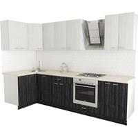 Готовая кухня Хоум Лайн Луиза Люкс 1200x3000 угловой (древесина графит/древесина белая)