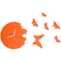 Настенные часы MALK Бабочки XL (оранжевый) [1106XL]