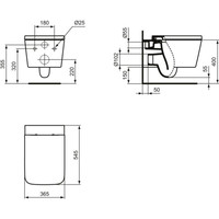 Унитаз подвесной Ideal Standard Blend Cube Aquablade T368601+T392701