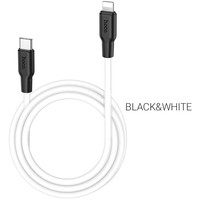 Кабель Hoco X21 Plus Silicone USB Type-C - Lightning (1 м, черный/белый)