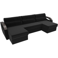 П-образный диван Лига диванов Форсайт 100823 (черный)