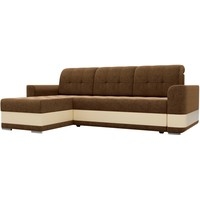 Угловой диван Mebelico Честер 61117 (левый, вельвет коричневый/экокожа бежевый)