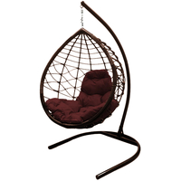 Подвесное кресло M-Group Капля Лори 11530202 (коричневый ротанг/бордовая подушка)