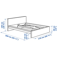 Кровать Ikea Мальм 200x160 (дубовый шпон/беленый, Лонсет) 092.109.42