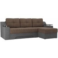 Угловой диван Craftmebel Сенатор (правый, боннель, рогожка, коричневый/серый)