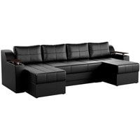 П-образный диван Craftmebel Сенатор (п-образный, н.п.б., экокожа, черный)