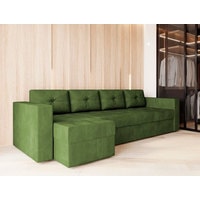 Угловой диван Настоящая мебель Константин Long (левый, боннель, вельвет, зеленый) в Витебске