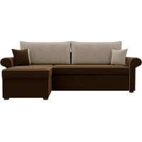 Угловой диван Лига диванов Милфорд 29063 (левый, микровельвет, коричневый/бежевый)