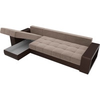 Угловой диван Лига диванов Дубай 105800 (левый, велюр/экокожа, коричневый/коричневый)