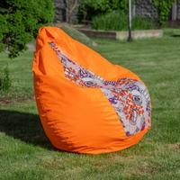 Кресло-мешок LoftyHome Груша L (оксфорд/велюр, оранжевый)