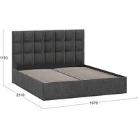 Кровать Трия Эмбер универсальный тип 1 160x200 (микровелюр Wellmart Graphite)