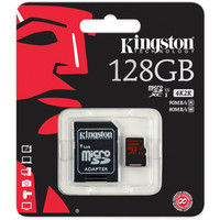 Карта памяти Kingston microSDXC (Class 10) U3 128GB + адаптер [SDCA3/128GB]