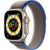 Умные часы Apple Watch Ultra LTE 49 мм (титановый корпус, титановый/сине-серый, нейлоновый ремешок размера M/L)