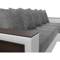 Угловой диван Лига диванов Дубай лайт правый 114196 (рогожка серый/экокожа белый)