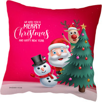Чехол на подушку Samsara Home Дед мороз, снеговик, олень 4040Нг-4 (красный)