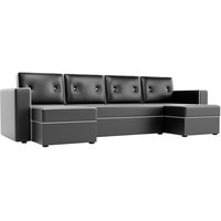 П-образный диван Лига диванов Принстон 100063 (экокожа, черный)