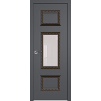Межкомнатная дверь ProfilDoors 67SMK (серый матовый, стекло галька, золотая патина)