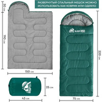 Спальный мешок RSP Outdoor Sleep 350 L (зеленый, 220x75см, молния слева)