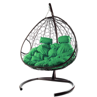 Подвесное кресло M-Group Для двоих 11450204 (коричневый ротанг/зеленая подушка)