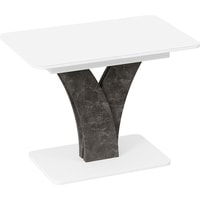 Кухонный стол Трия Люксембург тип 2 (белый/ателье темный/стекло белое матовое)