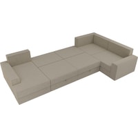 П-образный диван Лига диванов Мэдисон П-образный 28903 (микровельвет, бежевый/коричневый)