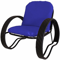 Кресло M-Group Фасоль 12370410 (черный ротанг/синяя подушка)