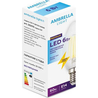 Светодиодная лампочка Ambrella Filament LED C37-F 6W E14 4200K (60W) 220-240V 202115