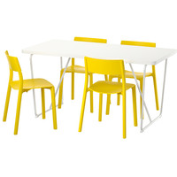 Обеденная группа Ikea Рюдебэкк/Бэккарид/Ян-Инге (белый/желтый) 592.298.21