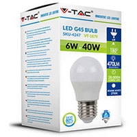 Светодиодная лампочка V-TAC G45 E27 5.5 Вт 2700 К VT-1879