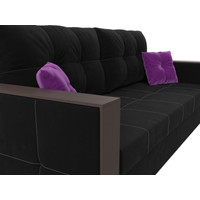 Диван Лига диванов Валенсия Лайт (микровельвет, черный/подушки фиолетовый/черный)