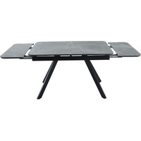 Кухонный стол Аврора Леон 120-184x80 (камень серый/черный матовый)