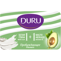  Duru Мыло твердое 1+1 белая глина+масло авокадо 80 г