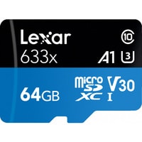 Карта памяти Lexar 633x microSDXC LSDMI64GBB633A 64GB (с адаптером)