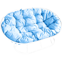 Садовый диван M-Group Мамасан 12100103 (белый/голубая подушка)