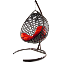 Подвесное кресло M-Group Капля Люкс 11030206 (коричневый ротанг/красная подушка)
