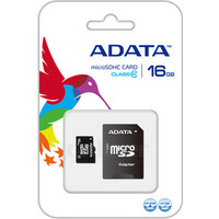 Карта памяти ADATA microSDHC (Class 10) 16GB + SD-адаптер (AUSDH16GCL10-RA1)