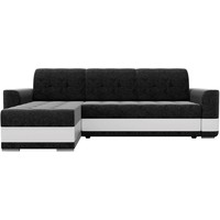Угловой диван Mebelico Честер 61120 (левый, вельвет черный/экокожа белый)