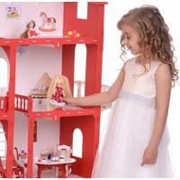 Кукольный домик Krasatoys Коттедж Александра с мебелью 000252 (белый/красный)