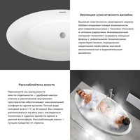 Ванна Wellsee Cerulean 174x80 202010449 (отдельностоящая ванна белый глянец с худ. изображением, экран, ножки, сифон-автомат хром)