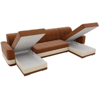 П-образный диван Лига диванов Честер П-образный 100092 (коричневый/бежевый)