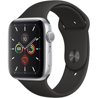 Умные часы Apple Watch Series 5 44 мм (серебристый алюминий/черный спортивный)